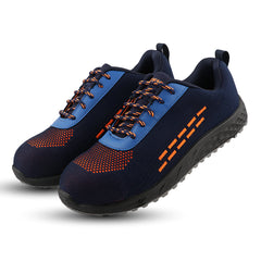 FUEL Armour 1 DD ISI Marked Strong Knitting Upper Breathable Safety Shoes for Men's Steel Toe Cap With Double Density Rubberized PVC Sole (Navy)
