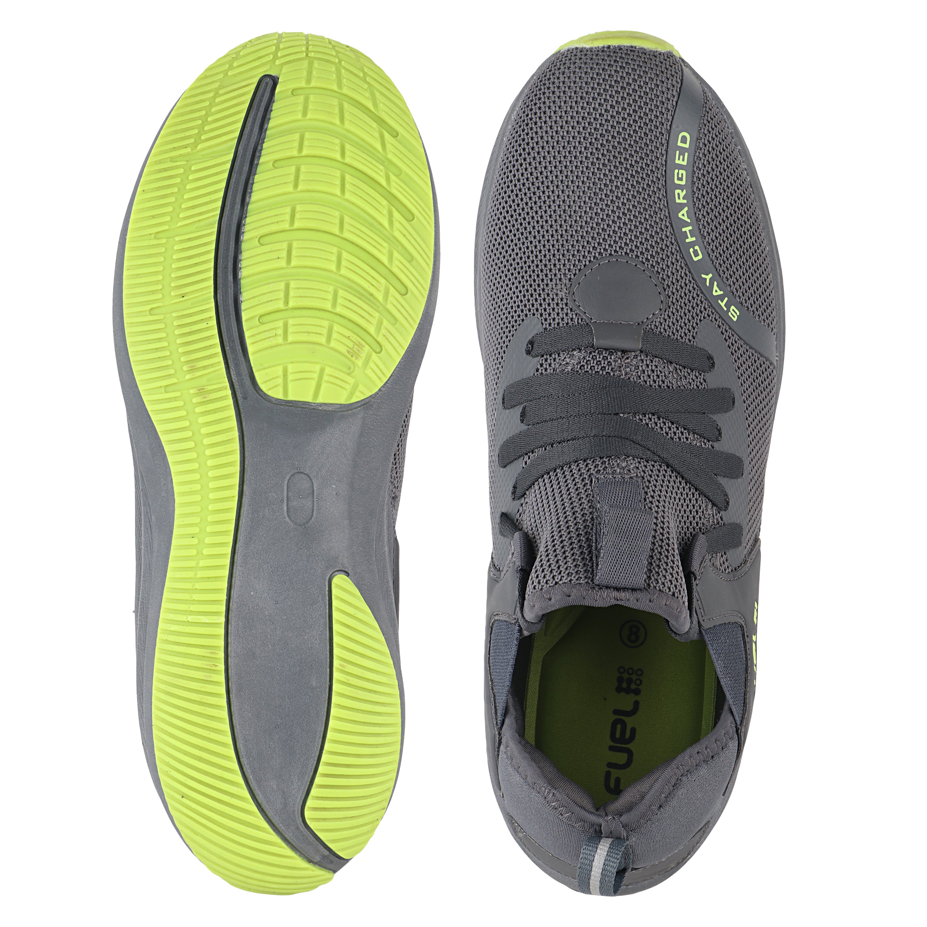 Fuel Wine Sports Shoes For Men (D-Grey-P-Green)