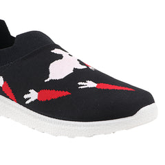 FUEL Wanda-01 Lightweight & Stylish Slip-On Casual Shoes for Women (Black)