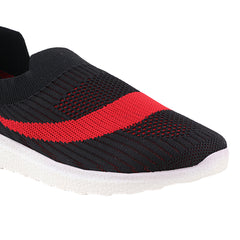 FUEL Wanda Lightweight | Breathable & Stylish Slip-On Casual Shoes for Women (Black-Red)