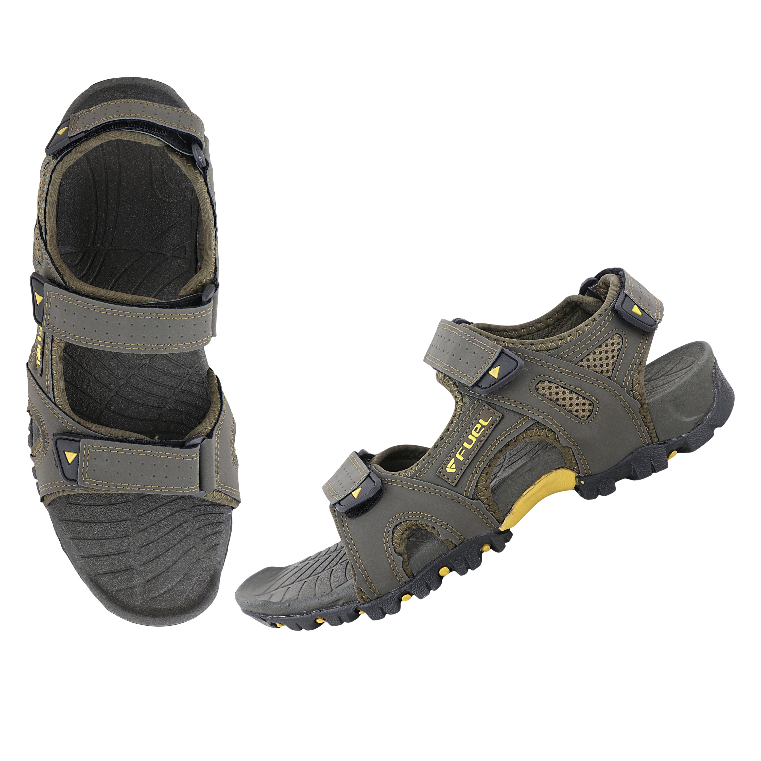 FUEL TimberLand-04 Comfortable Versatile Sporty Casual Sandals for Men (Olive-Yellow)
