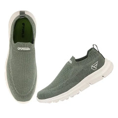 FUEL Flash-03 Men’s Casual Shoes, Green Textured Slip-On Footwear with Chunky White Sole for Everyday Wear, (Green)
