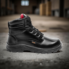 FUEL Stallion Ankle Length Steel Toe Light-weight Industrial Safety Shoes for Men (Black)