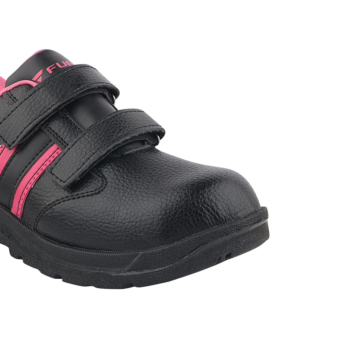 Fuel Riga Leather Safety Shoes for Women's Steel Toe Cap With Single Density PVC Sole (Pink)