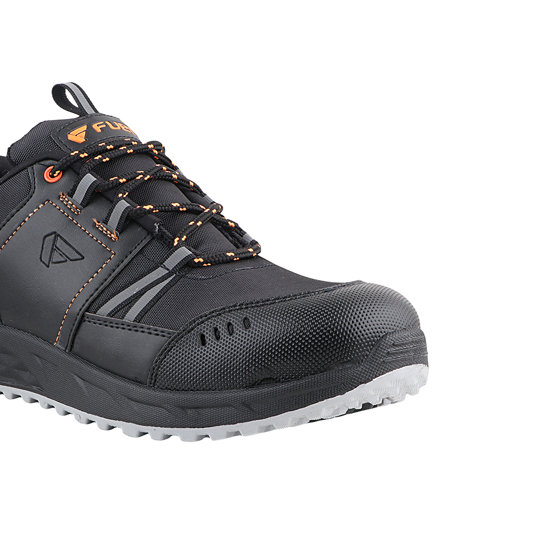 FUEL Flute Industrial Steel Toe Safety Shoes for Men in Synthetic Upper & PVC double density Sole (Black)