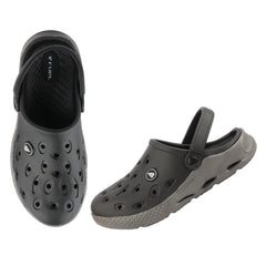 FUEL XO-Rova Clogs for Men – Lightweight & Comfortable EVA Clogs with Cushioned Footbed, (Black-Grey)