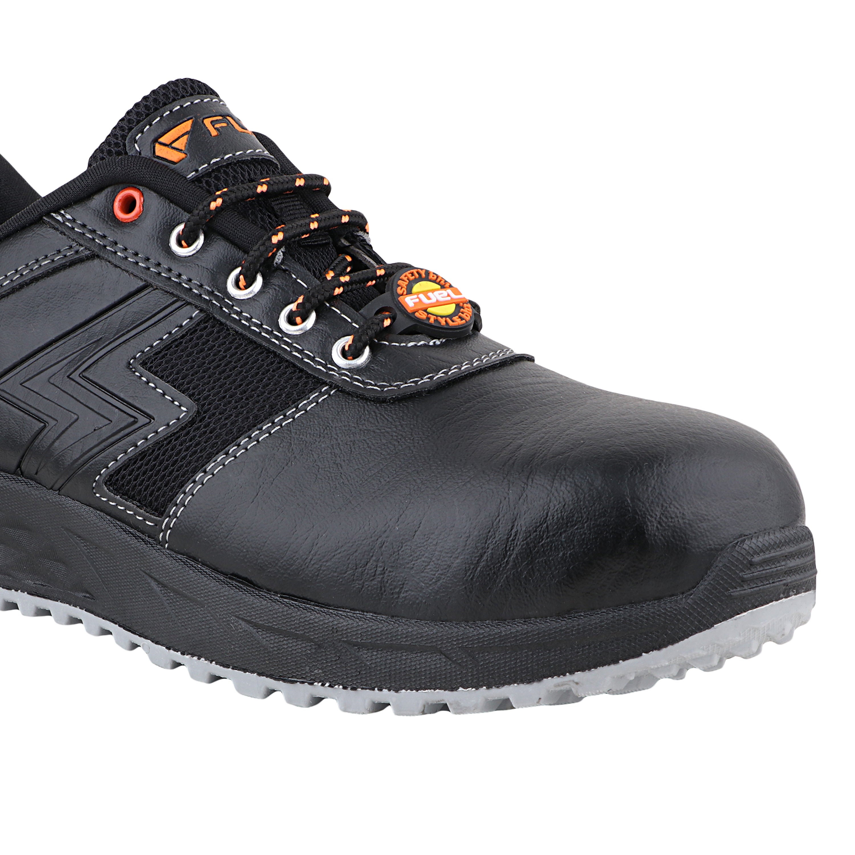 FUEL Gravix Industrial Steel Toe Safety Shoes for Men in Synthetic Upper & PVC double density Sole (Black)