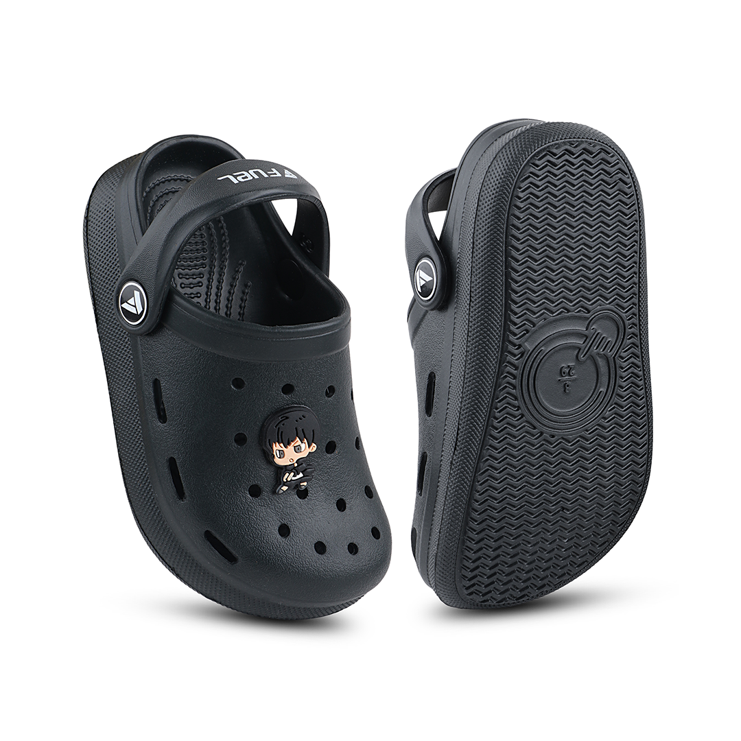 FUEL Hooper Clogs Slipper for 4-10 Years Boys/Girls (Black)