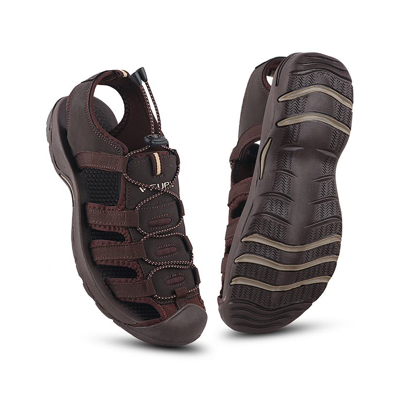 Fuel Soldier-06 Stylish Outdoor Men's Fisherman Sandals with Protective Toe Cap & Durable Grip(Brown)