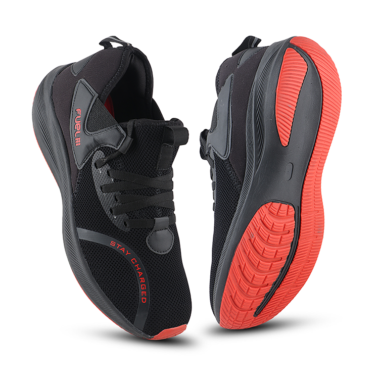 Fuel Wine Sports Shoes For Men (Black-Red)