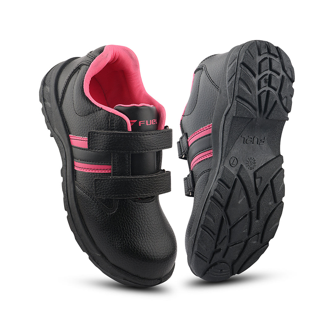Fuel Riga Leather Safety Shoes for Women's Steel Toe Cap With Single Density PVC Sole (Pink)