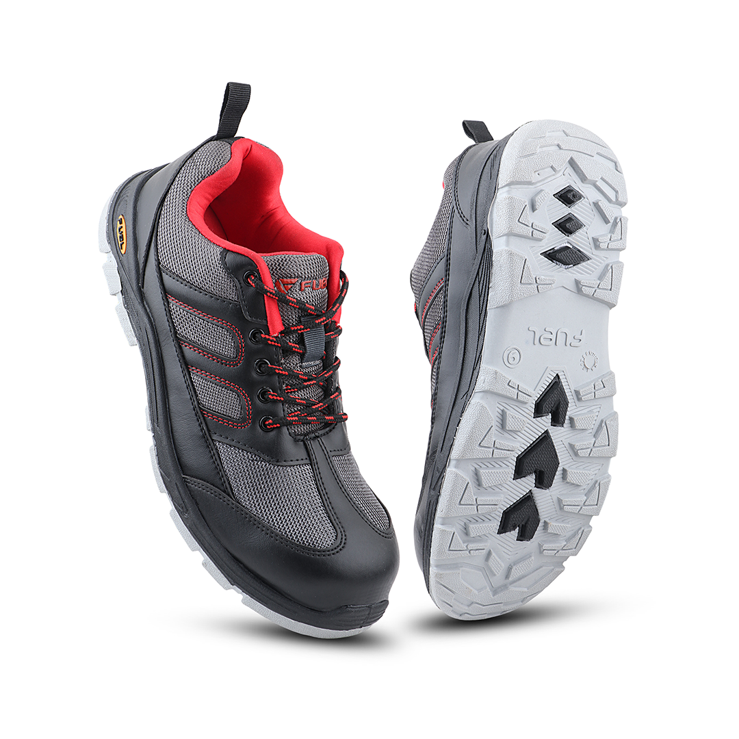 Fuel Armour 4 DD ISI Marked Synthetic Fabric Breathable Safety Shoes For Men's Steel Toe Cap With Double Density Rubberized PVC Sole (Grey)
