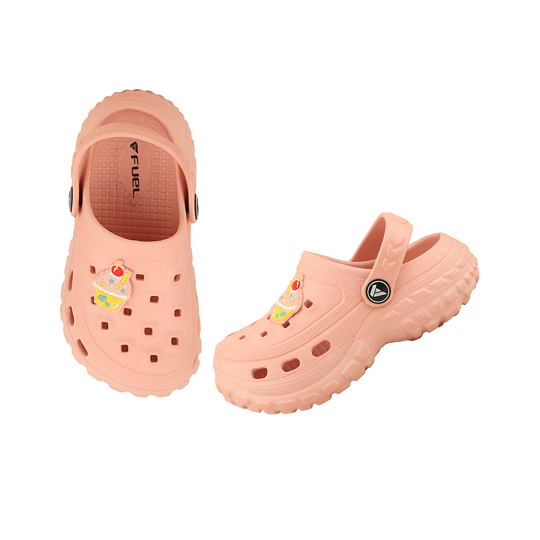 FUEL Poddle Cute & Lightweight EVA Slip-On Clogs for Kids (Peach)