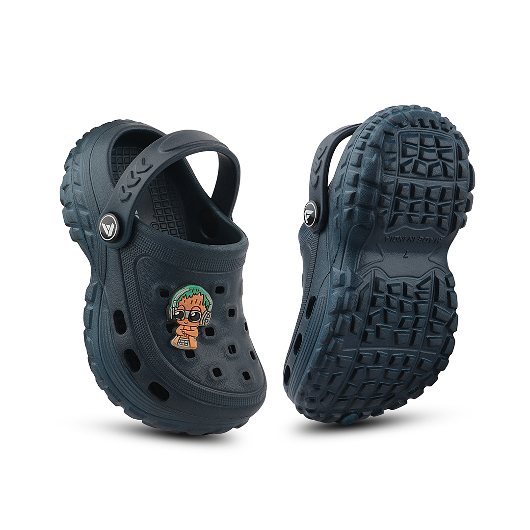 FUEL Poddle Cute & Lightweight EVA Slip-On Clogs for Kids (NAVY)