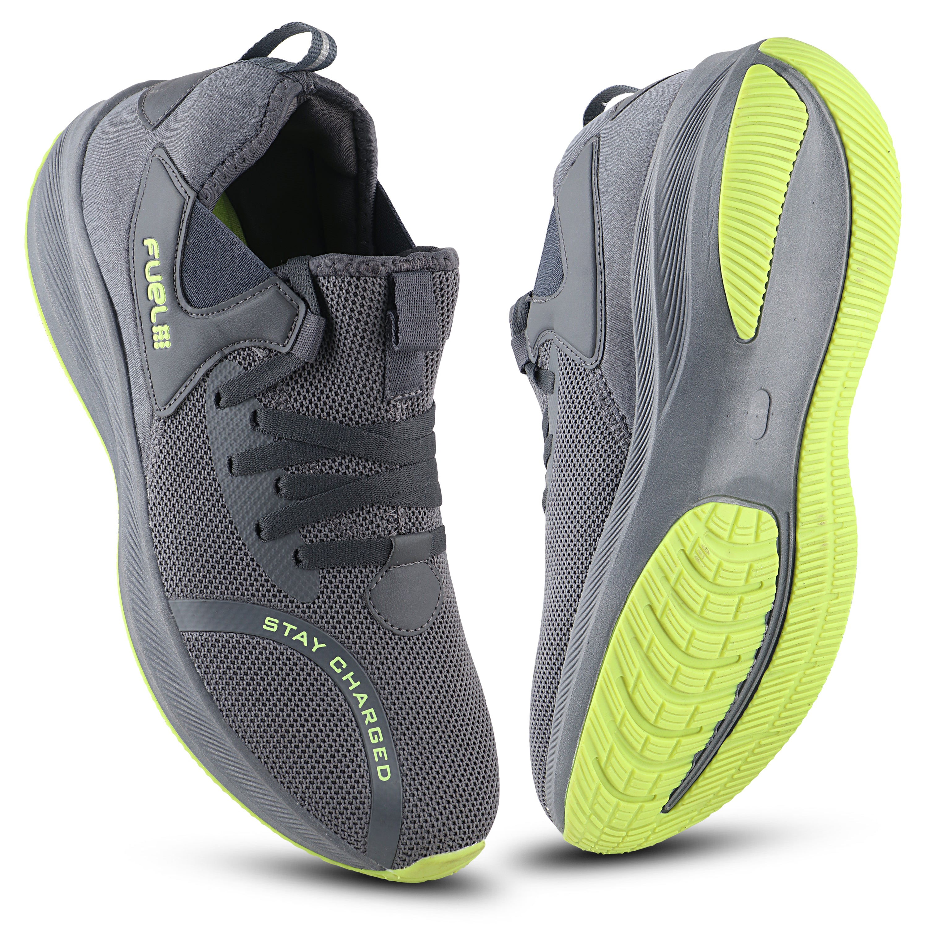 Fuel Wine Sports Shoes For Men (D-Grey-P-Green)