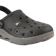 FUEL XO-Rova Clogs for Men – Lightweight & Comfortable EVA Clogs with Cushioned Footbed, (Black-Grey)