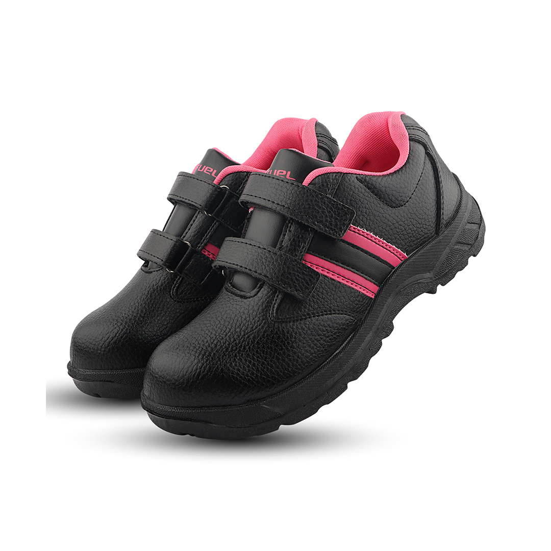 Fuel Riga Leather Safety Shoes for Women's Steel Toe Cap With Single Density PVC Sole (Pink)