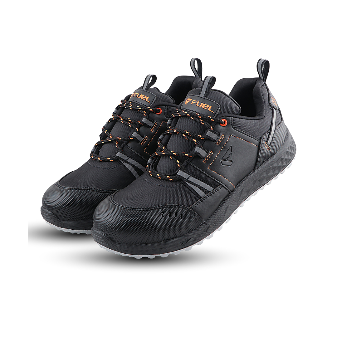 FUEL Flute Industrial Steel Toe Safety Shoes for Men in Synthetic Upper & PVC double density Sole (Black)