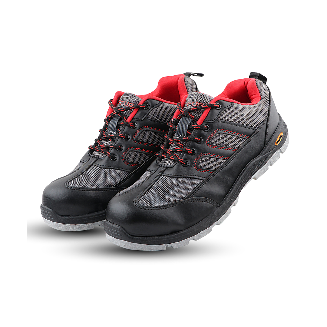 Fuel Armour 4 DD ISI Marked Synthetic Fabric Breathable Safety Shoes For Men's Steel Toe Cap With Double Density Rubberized PVC Sole (Grey)