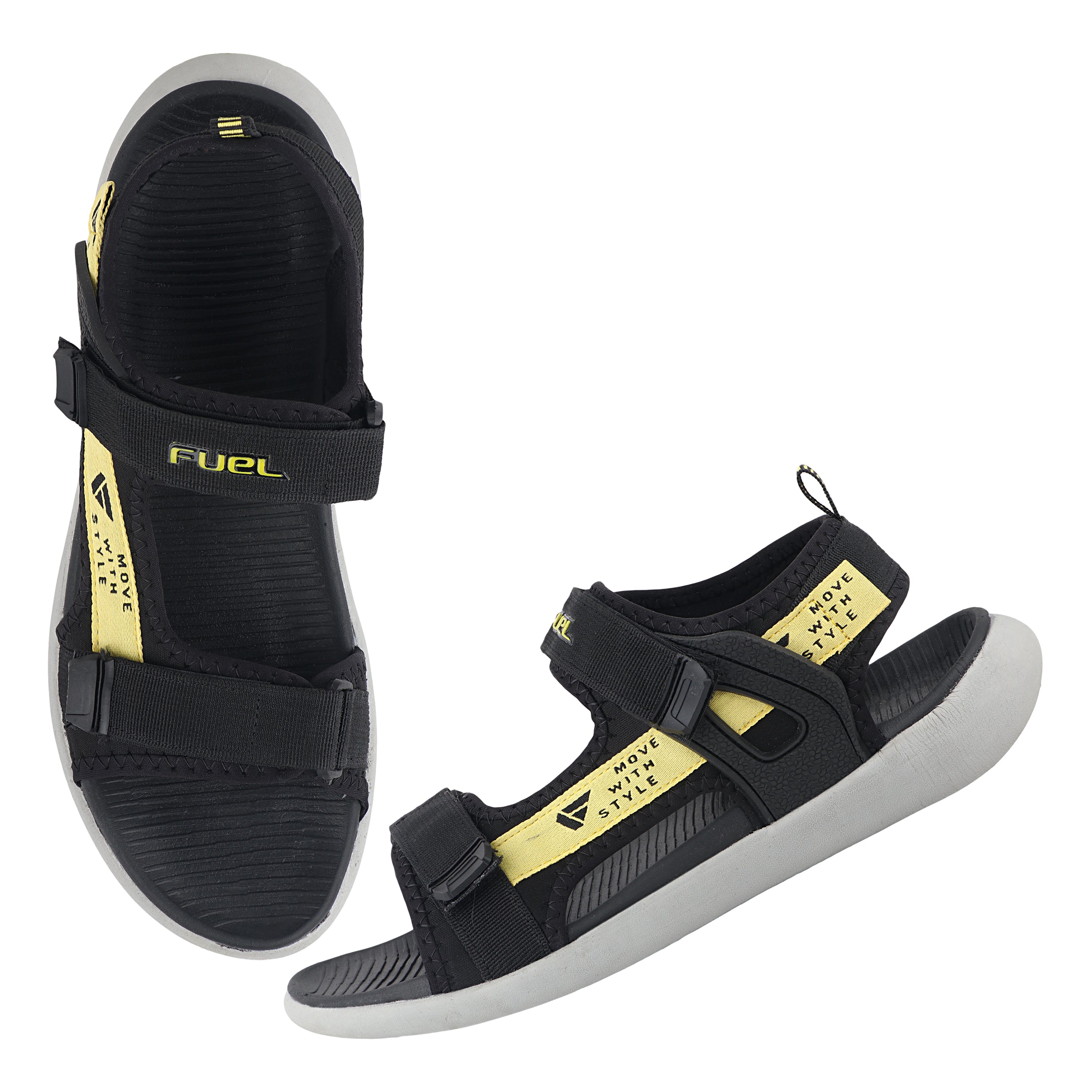 Fuel Power-02 Sandals For Men's (Black-Yellow)