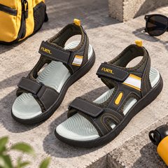 FUEL Power-lite-04 Lightweight EVA Sole and Cushioned Footbed with Adjustable Velcro Closure Sports Sandal for Unisex (Grey)