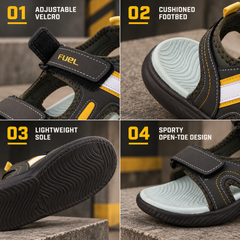 FUEL Power-lite-04 Lightweight EVA Sole and Cushioned Footbed with Adjustable Velcro Closure Sports Sandal for Unisex (Grey)