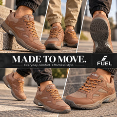 FUEL Snow Lightweight & Durable Lace-Up Sports Shoes for Men's (Brown)