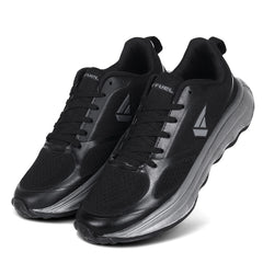 FUEL Vortex Men's Black Sports Shoes - Breathable Mesh Upper, Lightweight EVA Sole, Comfortable Fit and Stylish Design for Walking, Running, Gym, Casual Wear, Daily Use and Outdoor Activities, (Black)