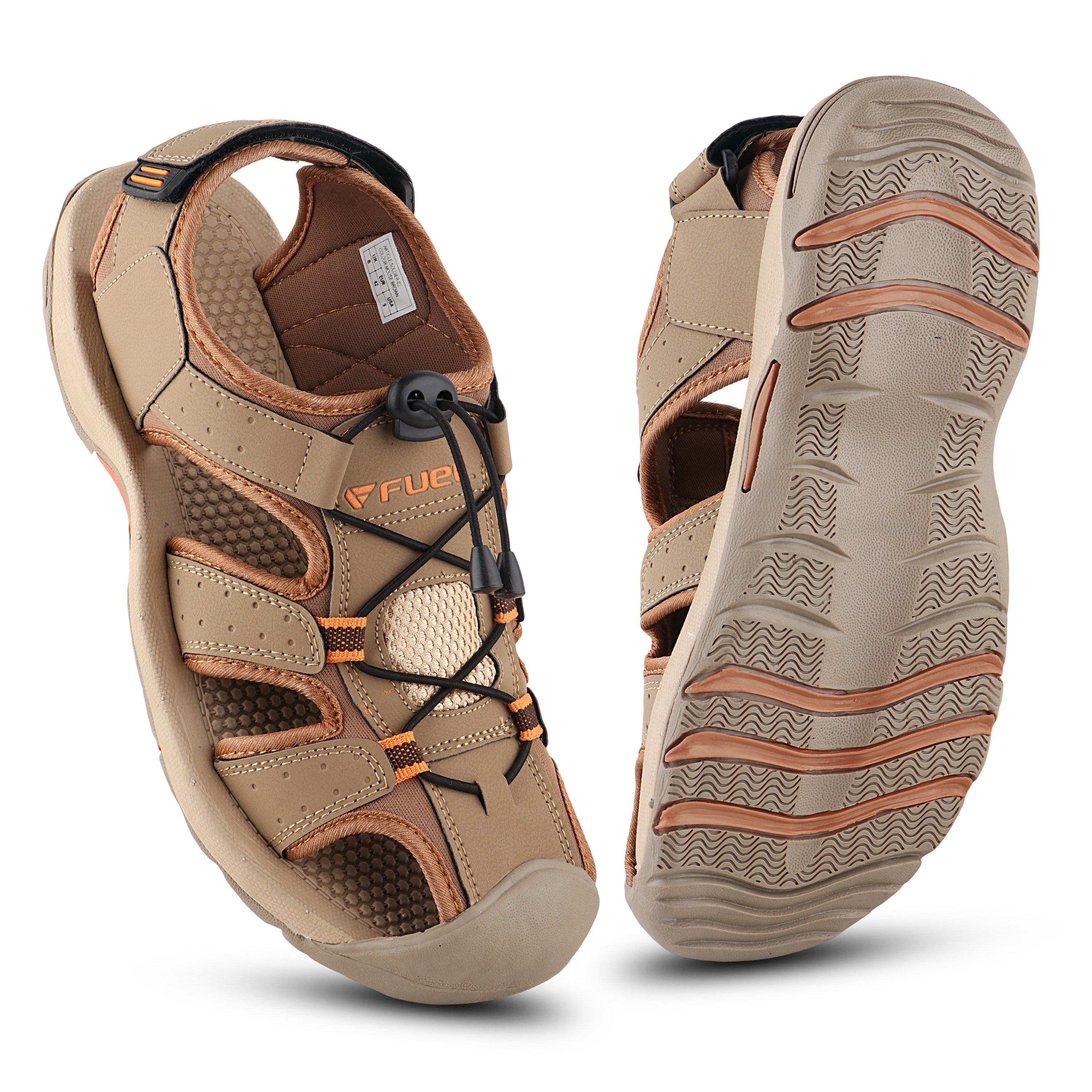 Fuel Soldier-02 Fisherman Sandals for Men (Beige-Orange)