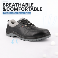 FUEL Stroid-DD  PU Single Density Industrial Sole Safety Shoes for Men with 200J Steel Toe (Black)