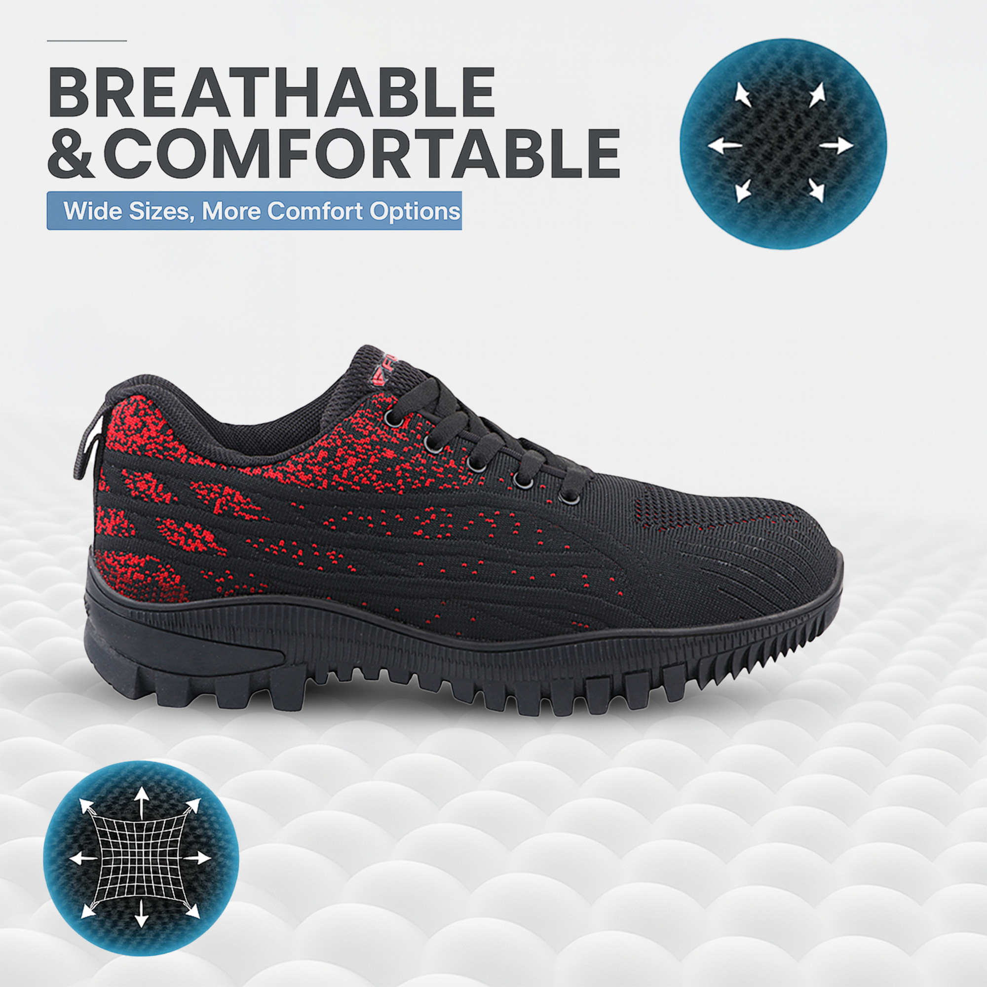 FUEL Trendy Safety Shoes in Strong Knitted Fabric, Metallic toe cap (200 J) Toe with Rubber Sole