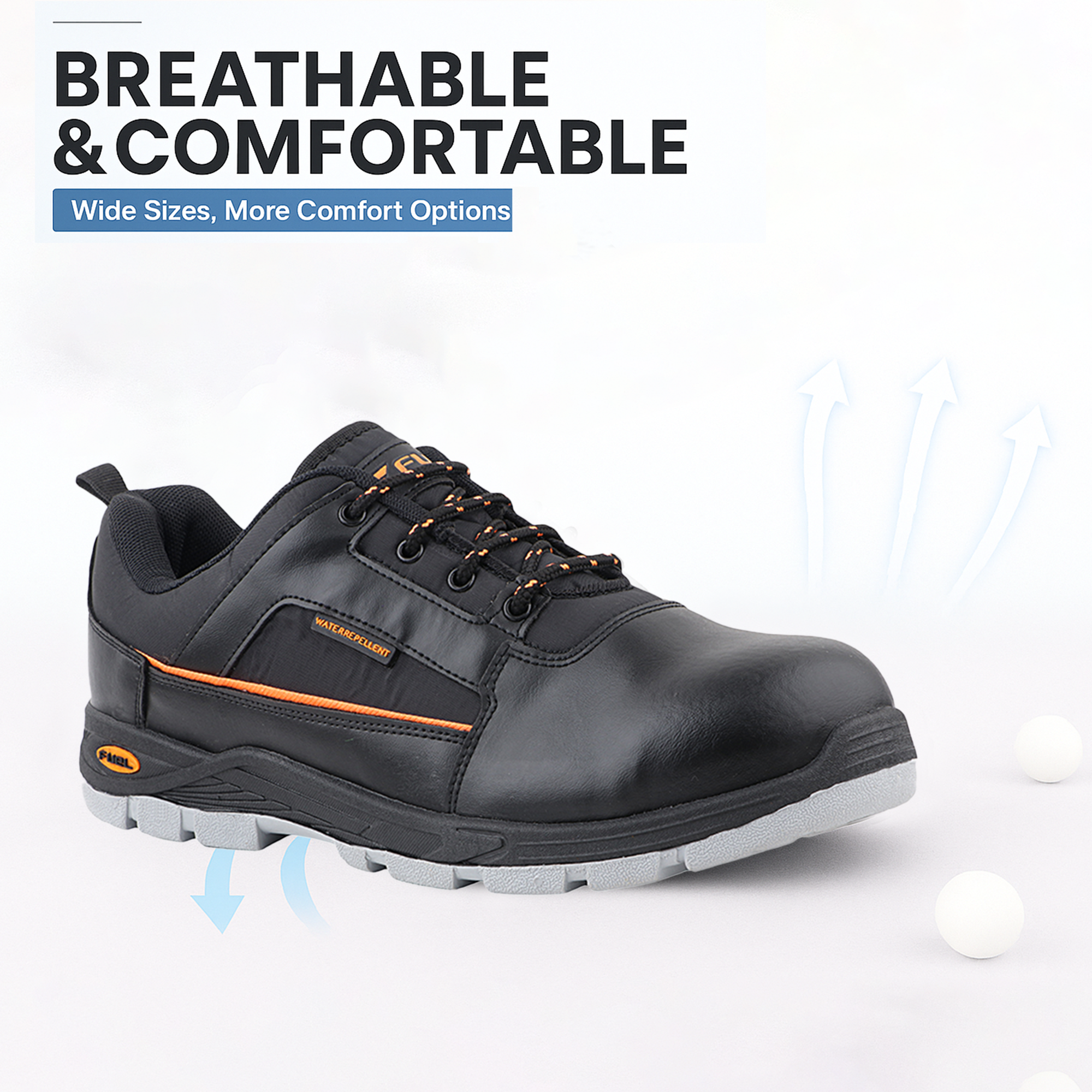 Fuel Armour 3 DD ISI Marked Synthetic Fabric Breathable Safety Shoes For Men's Steel Toe Cap With Double Density Rubberized PVC Sole (Black)