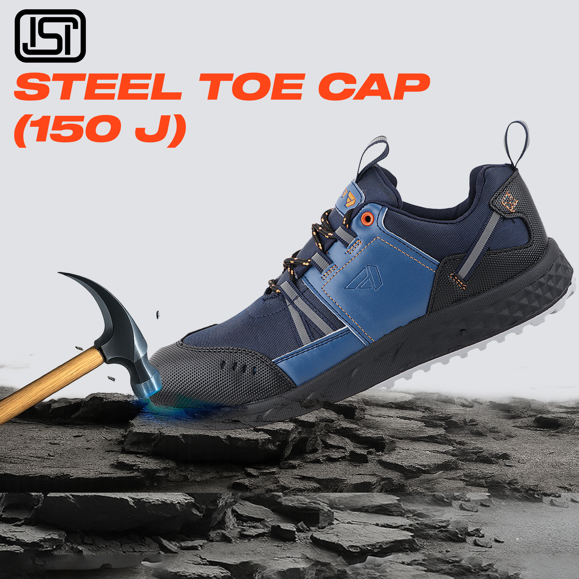 FUEL Flute Industrial Steel Toe Safety Shoes for Men in Synthetic Upper & PVC double density Sole (Blue)