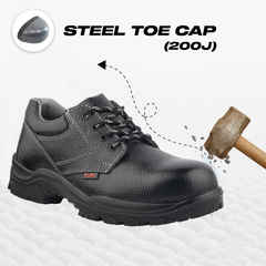 FUEL Gorilla Grain Leather Industrial PU Single Density Safety Shoes for Men's (Black)