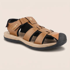 FUEL Commando-1 Comfortable Outdoor & Daily Wear Men’s Flexible Fisherman Rubber Sandals with Protective Toe Cap (Tan)