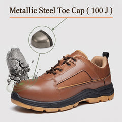 FUEL Armour 3 DD ISI Marked Synthetic Fabric Breathable Safety Shoes For Men's Steel Toe Cap With Double Density Rubberized PVC Sole (Brown)