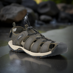 FUEL Soldier-08 Fisherman Protective Toe Cap Sandals for Men (Olive)