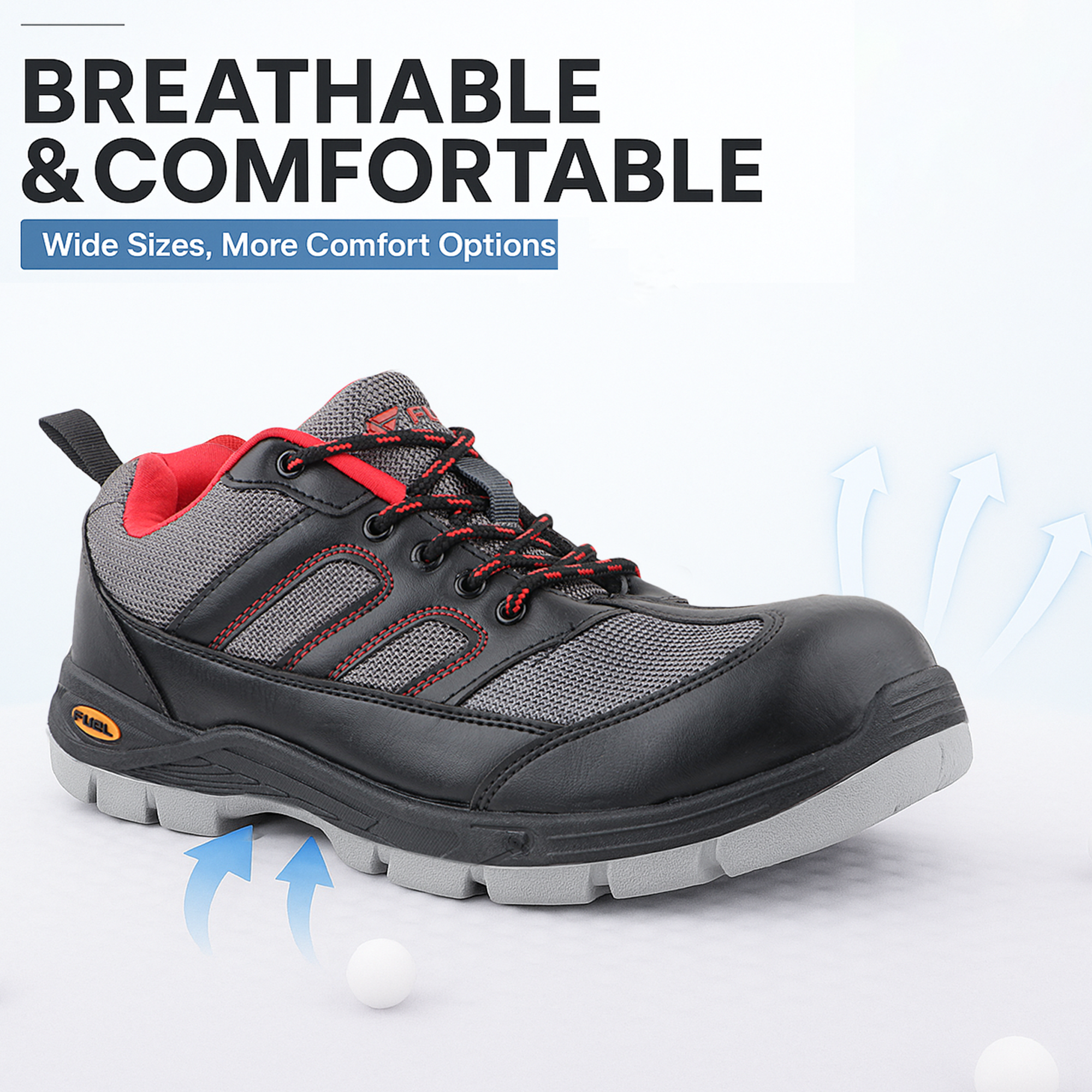 Fuel Armour 4 DD ISI Marked Synthetic Fabric Breathable Safety Shoes For Men's Steel Toe Cap With Double Density Rubberized PVC Sole (Grey)
