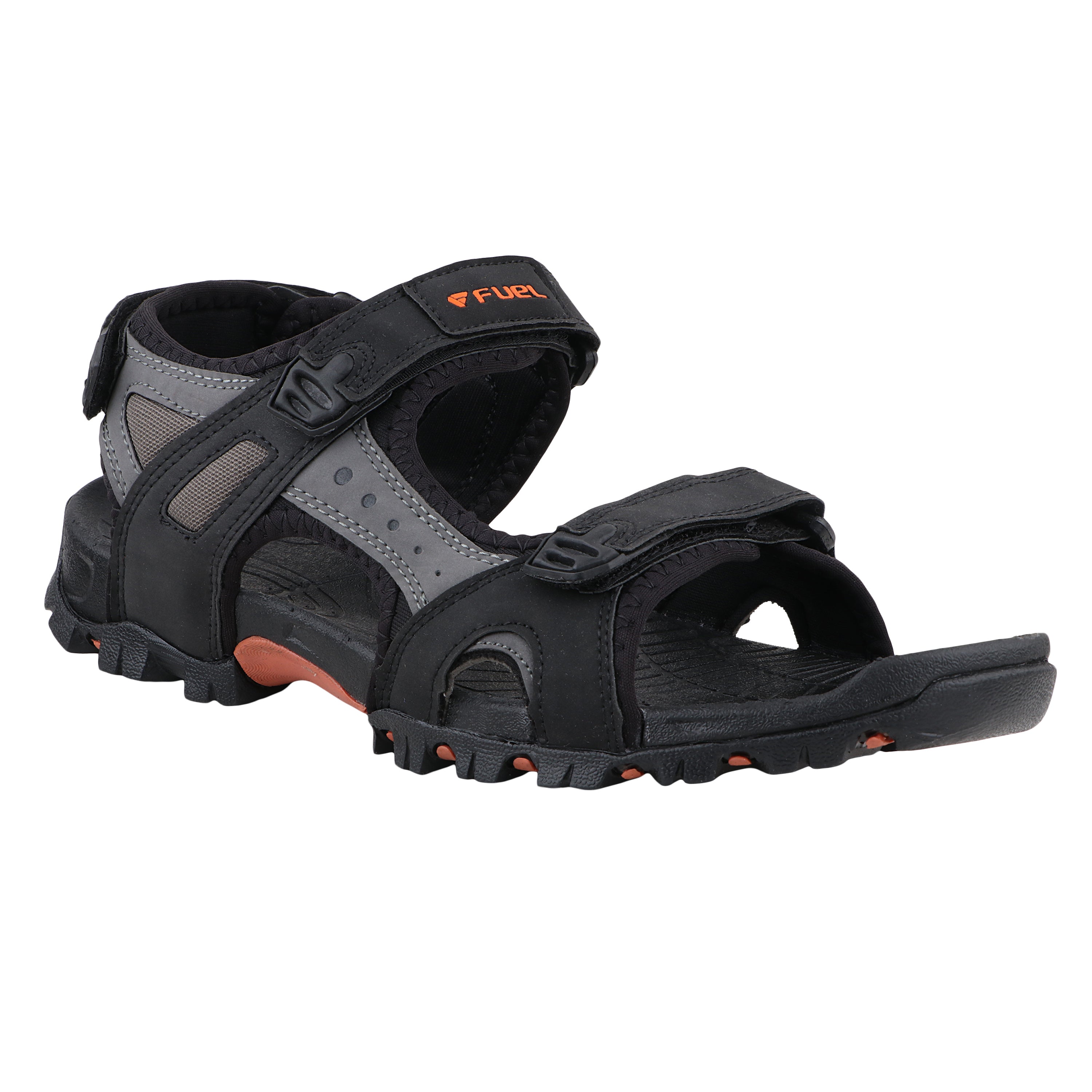 FUEL Timberland-08 Comfortable and Lightweight with Cushioned Footbed Sole Sports Sandals for Men (Black)