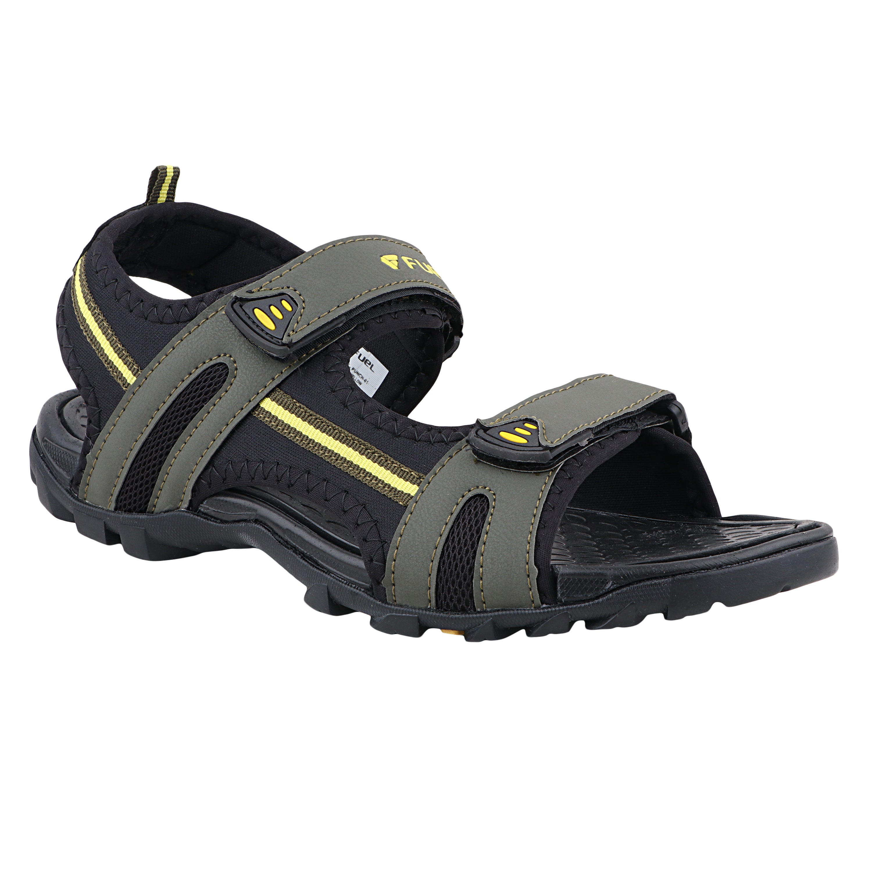 FUEL Punch-04 Trendy & Comfortable with Soft Cushioned Insole Sports Sandals for Men (Olive)
