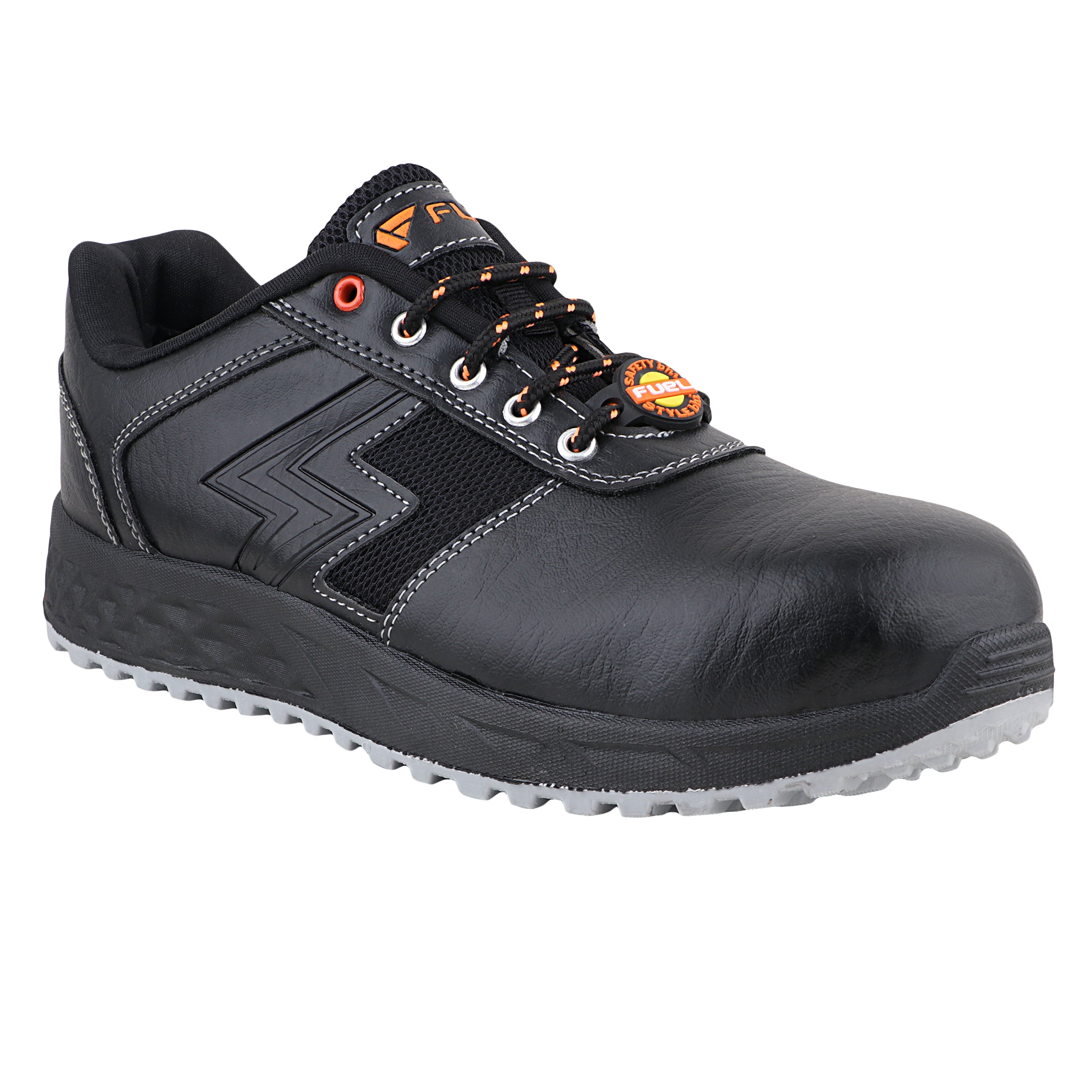 FUEL Gravix Industrial Steel Toe Safety Shoes for Men in Synthetic Upper & PVC double density Sole (Black)