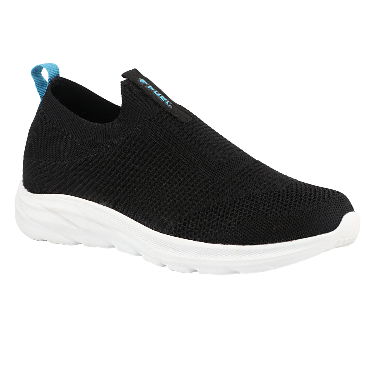 FUEL Flash-02 Soft Cushioned Insole and Breathable Knit Upper with EVA Sole & Casual Slip-On Sports Shoes for Men (Black)