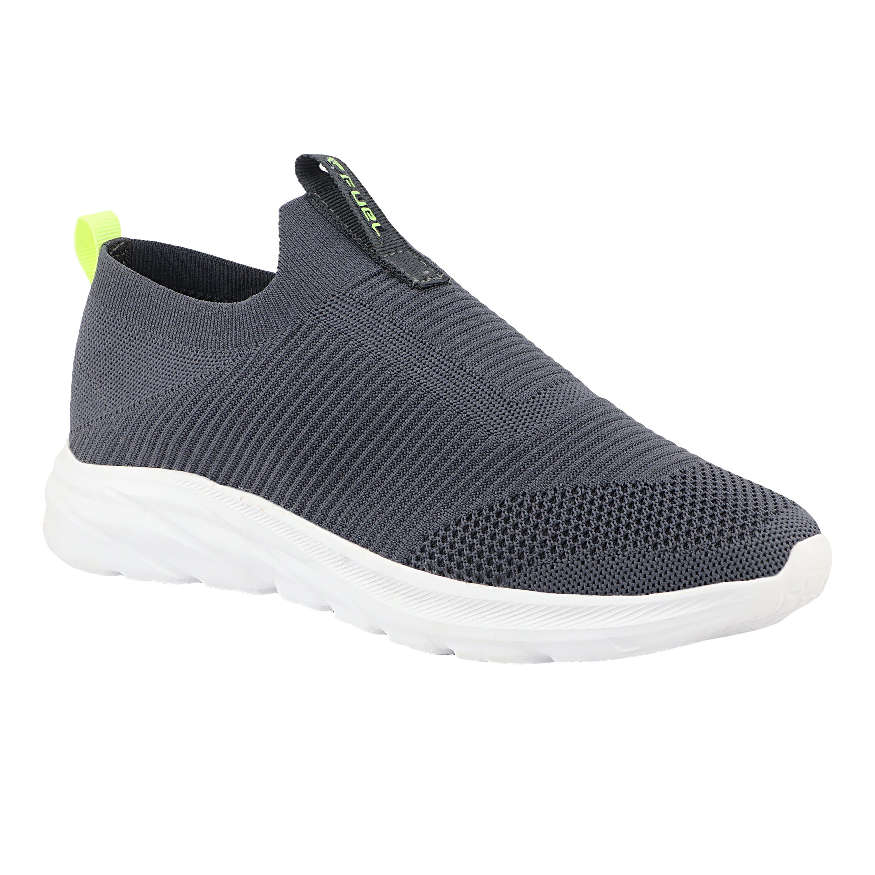 FUEL Flash-02 Soft Cushioned Insole and Breathable Knit Upper with EVA Sole & Casual Slip-On Sports Shoes for Men (Grey)