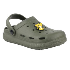 FUEL Hooper Lightweight & Comfortable Pull-On Casual Clogs with Cushioned Footbed for Kids (Olive)