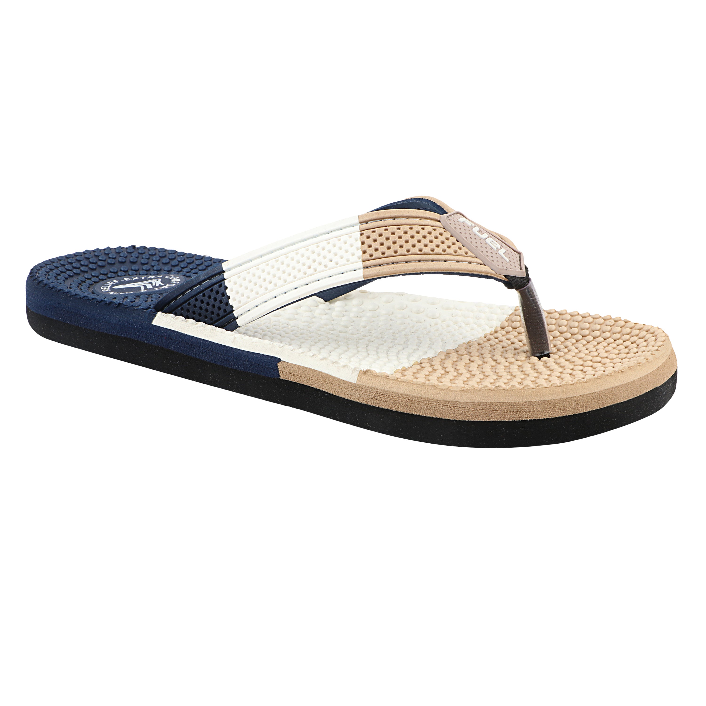 FUEL Trenzo Comfortable Slip-On Slippers with Cushioned Insole & Flexible Sole for Men's (Beige)