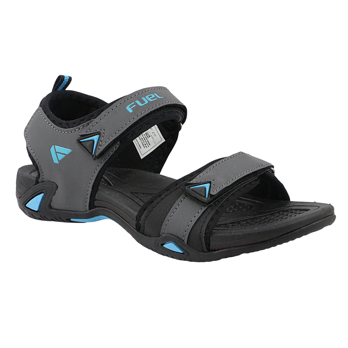 FUEL Vento-02 Men’s Sports Sandals | Lightweight Comfortable Walking Sandals | Hook & Loop Adjustable Strap | EVA + TPR Sole | Cushioned Footbed for Regular, Travel & Outdoor Use (Aqua)