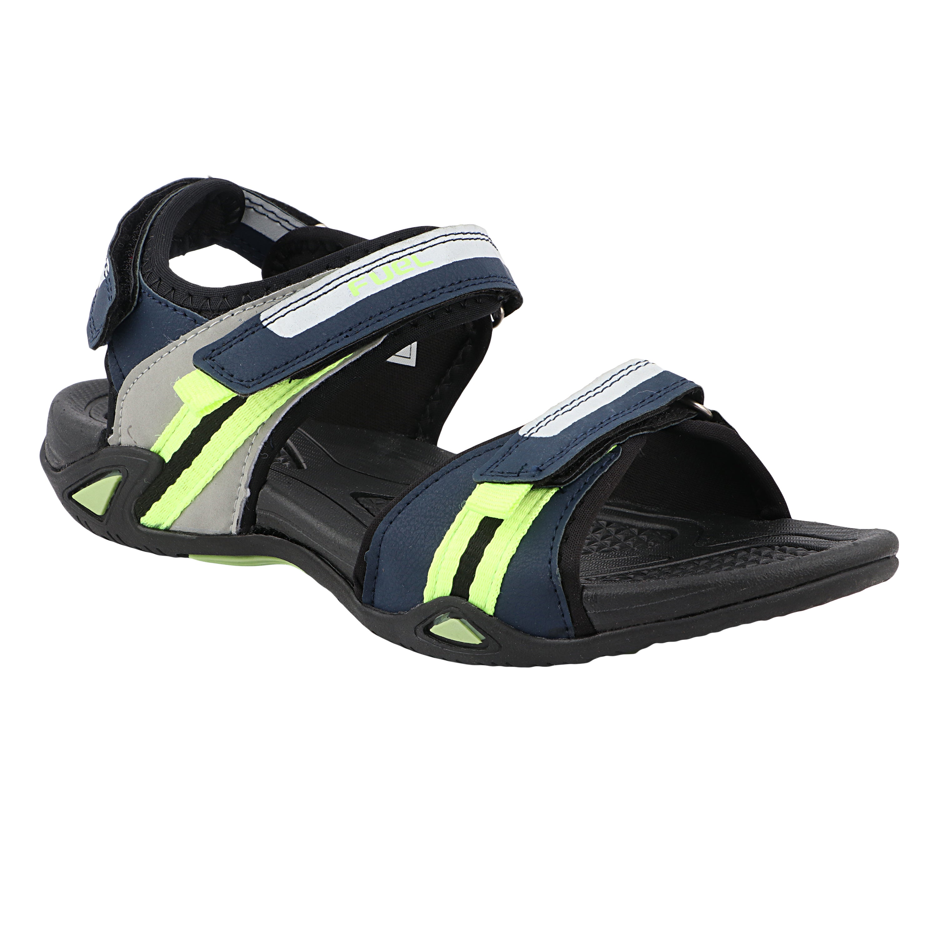 FUEL Vento-JR-02 Men’s Sports Sandals | Velcro Strap | EVA + TPR Sole | Cushioned Footbed | Lightweight Walking Sandals for Daily, Travel & Outdoor Use (Green)