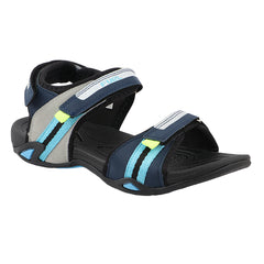 FUEL Vento-JR-02 Men’s Sports Sandals | Velcro Strap | EVA + TPR Sole | Cushioned Footbed | Lightweight Walking Sandals for Daily, Travel & Outdoor Use (Navy)
