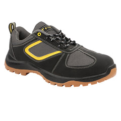 FUEL Diesel  Rexine & Mesh Upper, 200J Steel Toe Protection, Lace-Up Industrial Safety Work Shoes with Durable PVC Sole for Factory, Construction, Warehouse & Heavy-Duty Use Safety Shoes for Men's (Black)