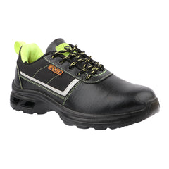 FUEL Carbon Steel Toe Safety Shoes – 100J Impact Protection, Rexine & Fabric Upper, Industrial Work Shoes (Black)
